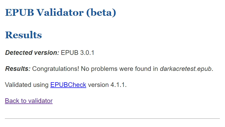 successful verification of an epub structure
